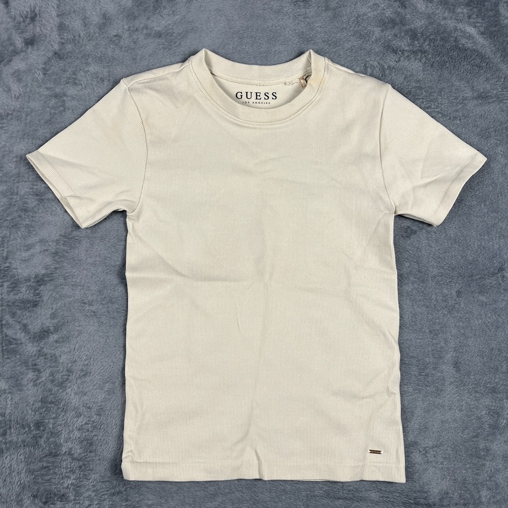 Guess Los Angeles T Shirt Womens XS/S Beige Short Sleeve Crew Neck Summer Casual